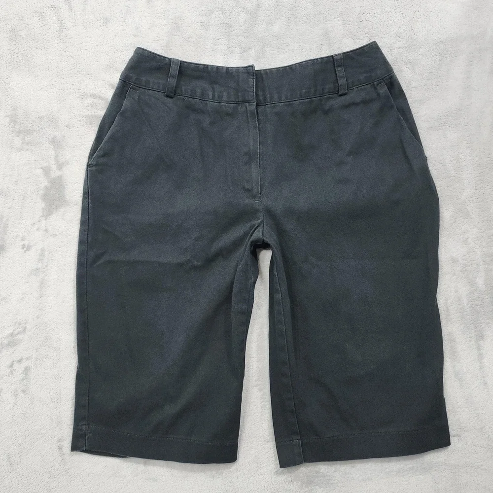 Vintage Briggs New York Shorts Womens 10 Black Bermuda Twill Stretch Preppy
